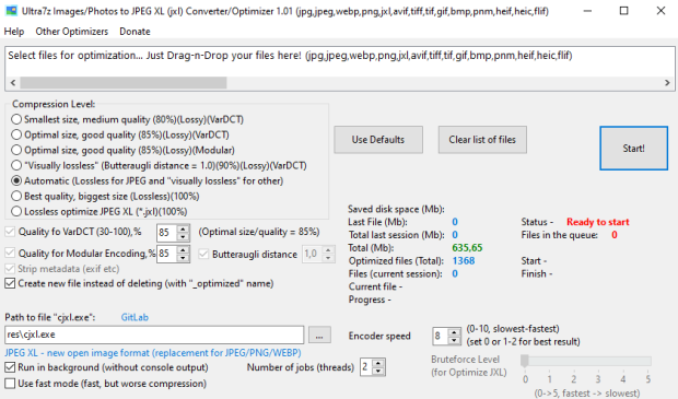 Ultra7z Images/Photos to JPEG XL (jxl) Converter/Optimizer 1.03 Portable